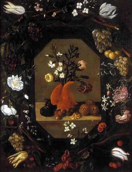 Still-Life with Flowers with a Garland of Fruit and Flowers c. 1645 - view 1