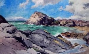 Meeresbucht Mit Felsen Und Strand by Joseph Rummelspacher