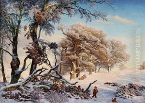 Sunlit Wintry Scene by Gotfred Rump