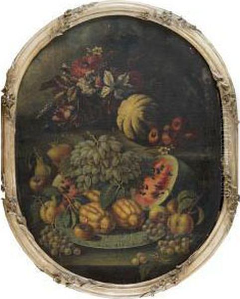 Natura Morta Di Frutta Con Vassoio Di Ceramica - view 1