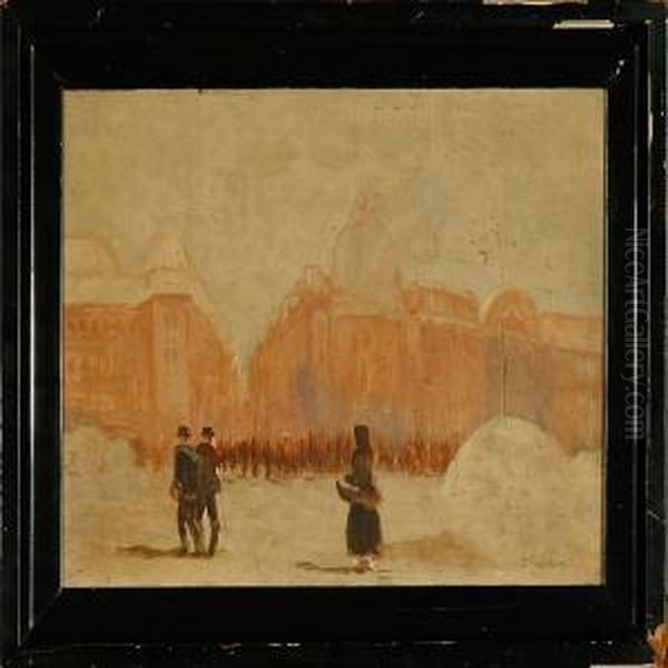 Street Scene From An European City At Winter Time - view 1