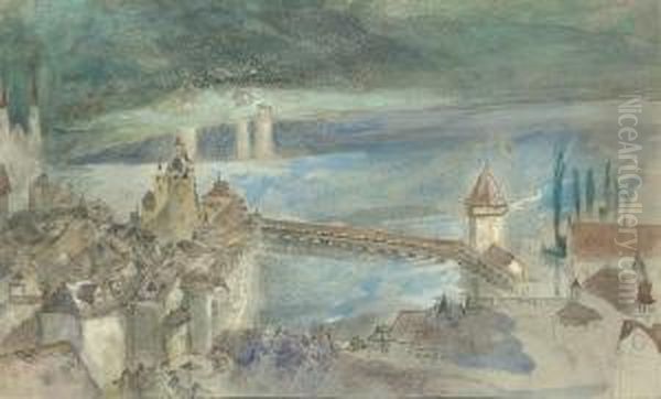 View Of The Kapellbrucke, With The Lake Of Lucerne Beyond - view 1