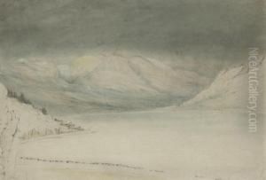 View Of The Alps In The Vicinity Of Chamonix by John Ruskin