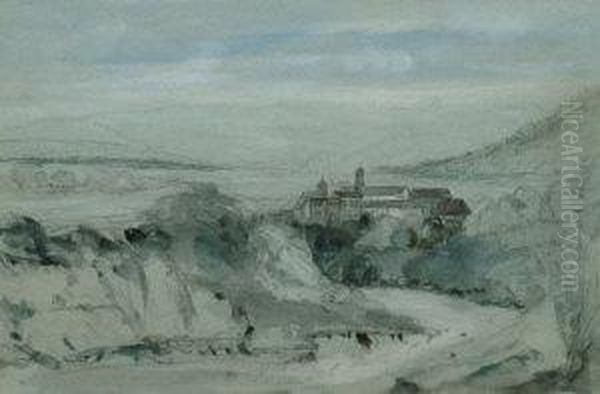 River Landscape With A Monastery - view 1
