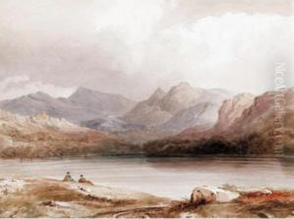 Figures By A Lake; Cattle Watering - view 1