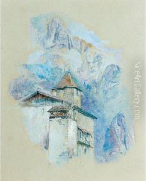 A Building And A Tower In The Alps - view 1