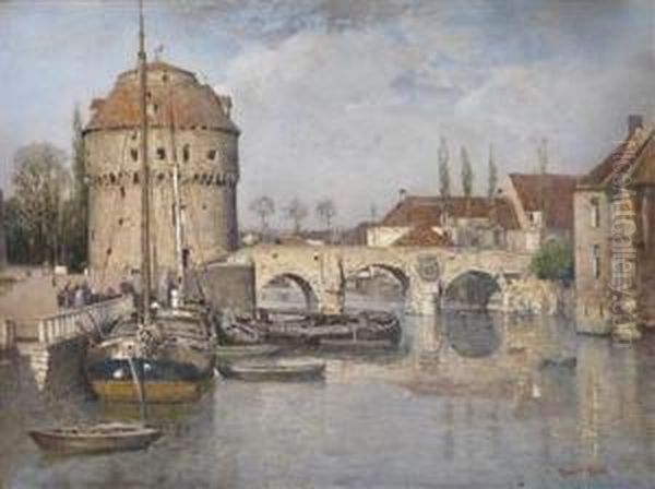 Motiv In Utrecht:brucke Und Wasserturm - view 1