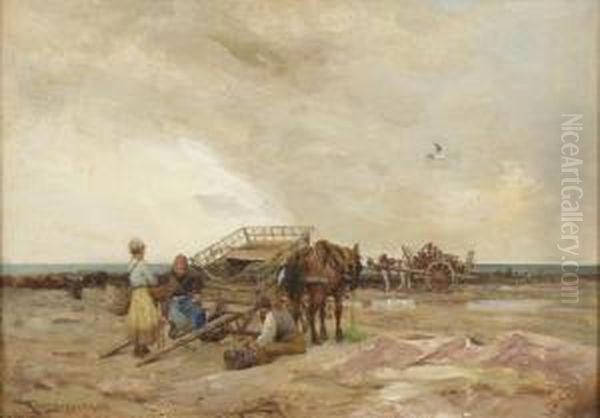 Mussel Gatherers On The Brittany Coast - view 1