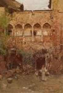 Blick In Einen Italienischenklosterhof by Robert Russ