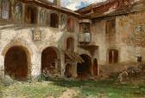 Nel Cortile Del Castello Del Principe/furstenburg Presso Burgusio/burgeis by Robert Russ