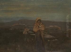 Mother And Children In Landscape