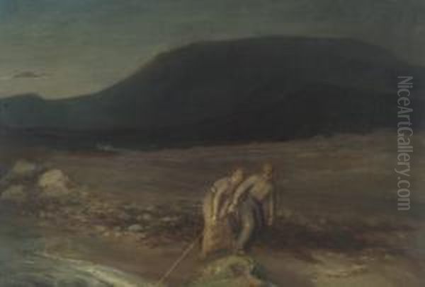 Hauling The Catch At Dusk - view 1