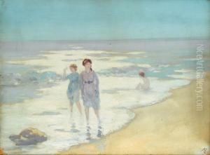 Two Girls Paddling In The Sunlight