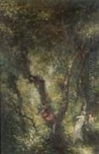 Girls Playing In A Forest