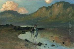 Two Children By The Shore