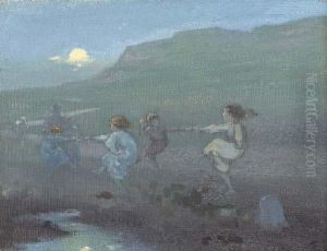 Children Dancing At Dusk