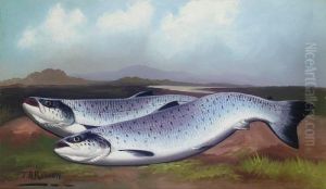 The Day's Catch; Salmon On The Bank by John Russell