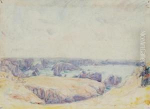 Baie A Belle-ile Avec Vieux Couple Breton by John Peter Russell