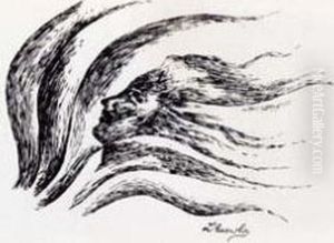 Volto Femminile Tra Capelli E Profumo by Luigi Russolo