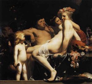 Bacchus with Nymphs and Cupid c. 1660 by Caesar Van Everdingen