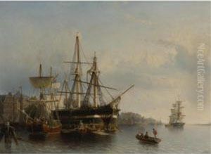In The Harbor by Johan Adolph Rust