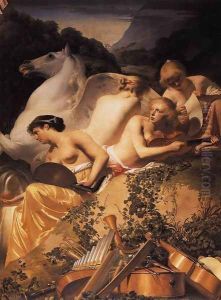 Four Muses and Pegasus on Parnassus c. 1650 by Caesar Van Everdingen