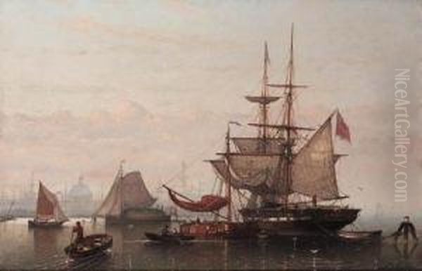 Moored Craft In The Amsterdam "y", The Oosterkerk In Thedistance - view 1