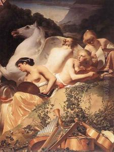 The Four Muses with Pegasus by Caesar Van Everdingen