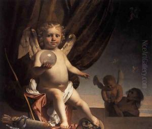 Amor Holding a Glass Orb c. 1660 by Caesar Van Everdingen