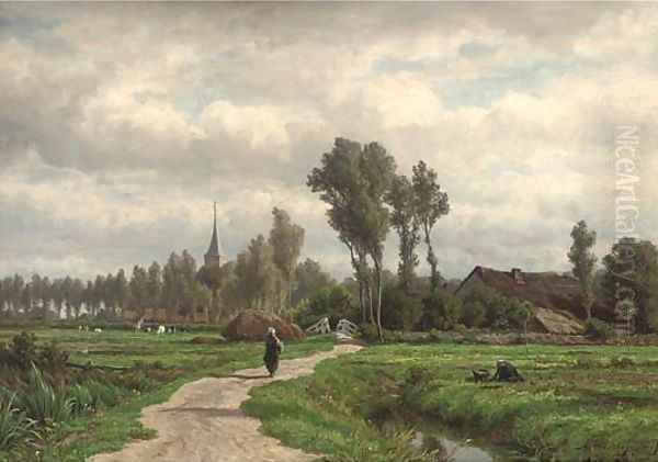 A figure on a village track - view 1
