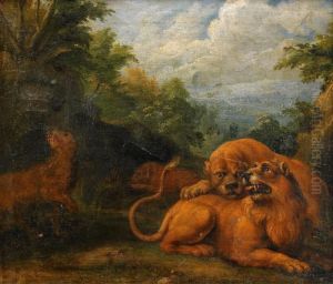 Lekande Lejon by Carl Borromaus Andreas Ruthart