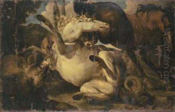 A Landscape With Lions Attacking Horses - view 1