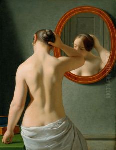 Woman Standing In Front Of A Mirror by Christoffer Wilhelm Eckersberg