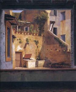 A Courtyard in Rome by Christoffer Wilhelm Eckersberg