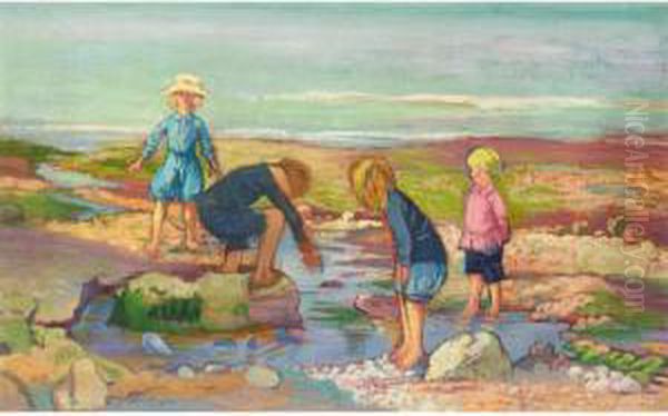 The Rothenstein Children (john, Rachel, Betty, Billy) At Vaucottes-sur-mer - view 1