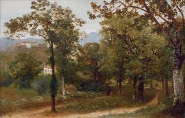 Oberitalienische Landschaft Mit Spaziergangern - view 1