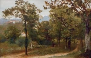 Oberitalienische Landschaft Mit Spaziergangern