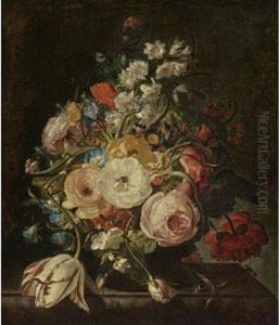 A Still Life Of Roses, A Tulip by Rachel Ruysch