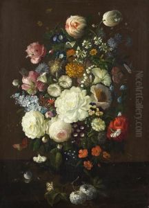 Nachfolge - Blumenstillleben Mit Schmetterlingen