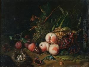 Still Life Of Fruit And A Bird's Nest, Signedw. Verbeet by Rachel Ruysch
