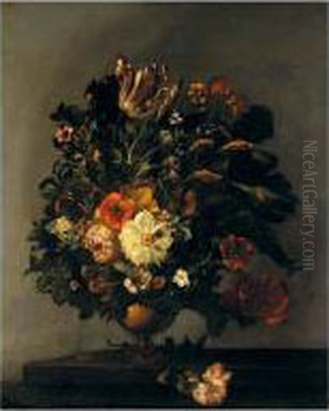 Still Life Of Flowers In A Bronze Vase - view 1