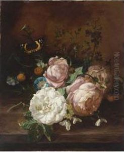 A Still Life With Roses, Morning Glory, Lily-of-the-vally, And Other