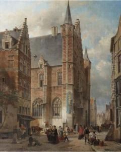 Bustling City Life Around The Vleeshal, Antwerp