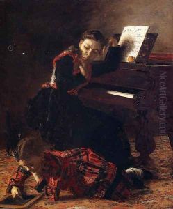 Home Scene (The Sisters of the Artist) 1870-71 by Thomas Cowperthwait Eakins