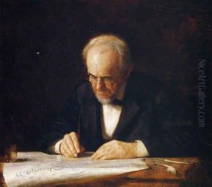 The Writing Master - Portrait of the Artist's Father by Thomas Cowperthwait Eakins