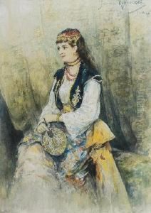 Portret Kobiety Z Wachlarzem by Tadeusz Rybkovski