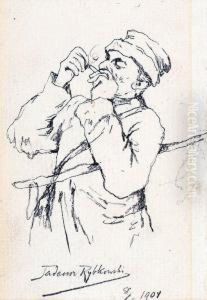 Zolnierz Zapalajacy Papierosa by Tadeusz Rybkovski