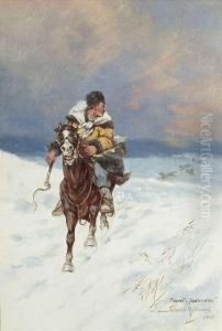 A Horsemanattacked By Wolves