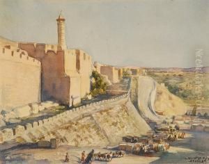 Walls Of Jerusalem At The Jafa Gate by Anna Rychter-May