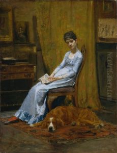 The Artist's Wife and his Setter Dog (Susan Macdowell Eakins) by Thomas Cowperthwait Eakins
